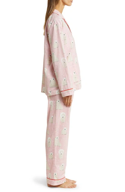 Shop Pj Salvage Polar Bear Polka Dot Cotton Flannel Pajamas In Pink Dream