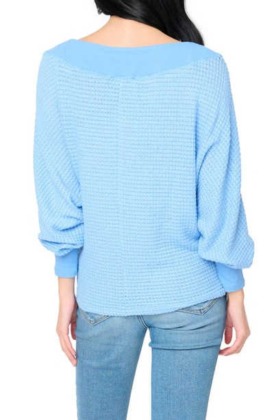 Gibsonlook Wheels Up Open Weave Sweater In Cornflower Blue