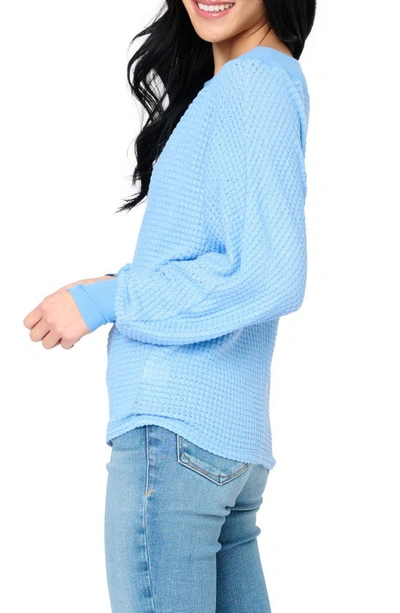Gibsonlook Wheels Up Open Weave Sweater In Cornflower Blue