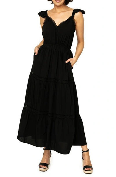 Shop Gibsonlook Lace Detail Midi Dress In Black