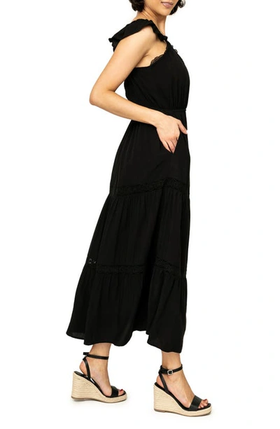 Shop Gibsonlook Lace Detail Midi Dress In Black