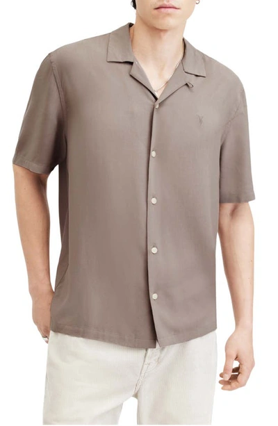 Shop Allsaints Venice Relaxed Fit Short Sleeve Button-up Camp Shirt In Chestnut Brown