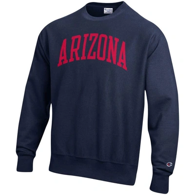 Shop Champion Navy Arizona Wildcats Arch Reverse Weave Pullover Sweatshirt