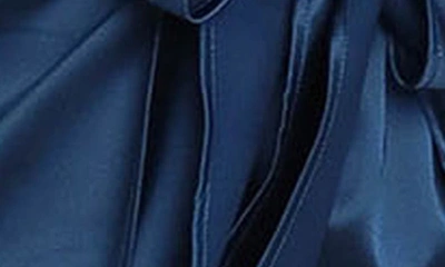 Petal And Pup Opal Tie Waist Long Sleeve Satin Minidress In Navy