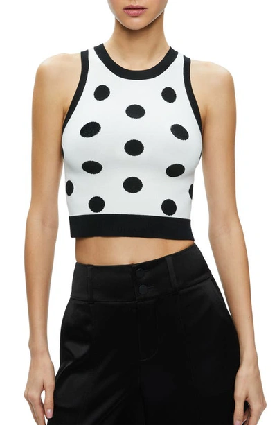 Shop Alice And Olivia Rydel Crop Knit Tank In Black/ Soft White