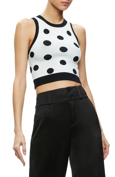 Shop Alice And Olivia Rydel Crop Knit Tank In Black/ Soft White