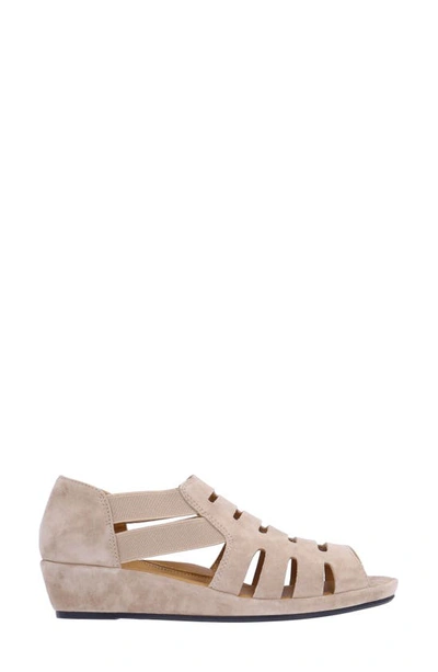 Shop L'amour Des Pieds Bayla Wedge Sandal In Taupe