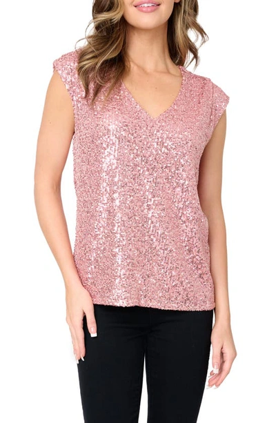 Shop Gibsonlook Sparkle & Shine Sequin Top In Pink Parfait