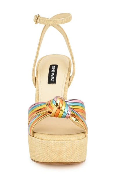 Nine West Irna Ankle Strap Platform Sandal In Beige/ Bronze Multi