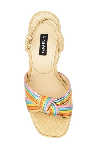 Nine West Irna Ankle Strap Platform Sandal In Beige/ Bronze Multi