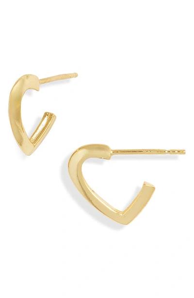 Shop Argento Vivo Sterling Silver Mini Heart Hoop Earrings In Gold