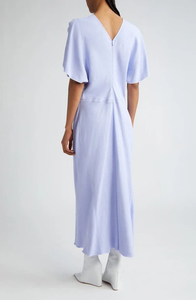 Shop Victoria Beckham Tulip Sleeve Gathered Waist Dress In Frost