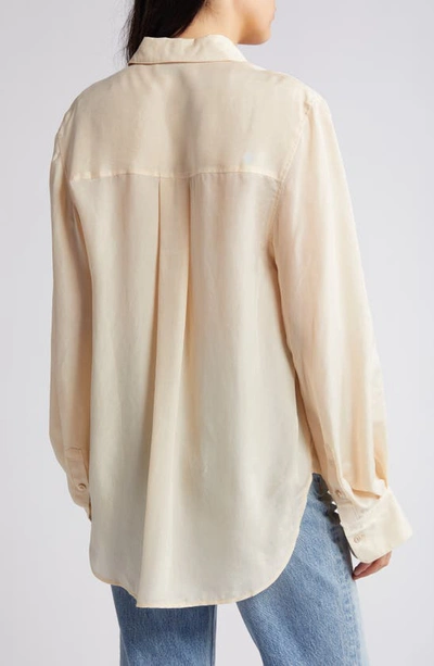 Shop & Other Stories Long Sleeve Satin Button-up Shirt In Beige
