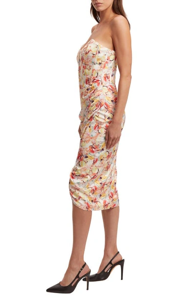 Shop Bardot August Print Strapless Corset Dress In Sunny Floral