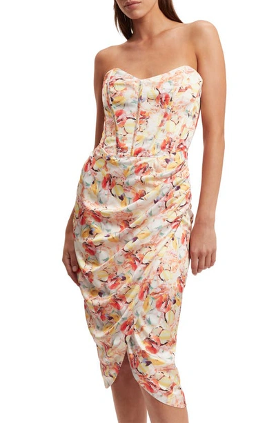 Shop Bardot August Print Strapless Corset Dress In Sunny Floral