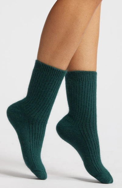 Shop High Heel Jungle Cashmere Blend Crew Socks In Green