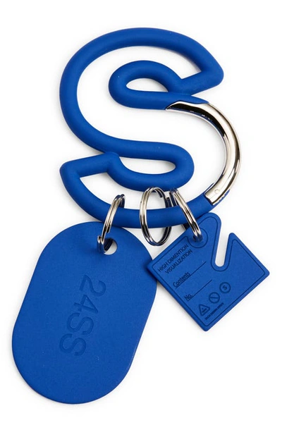 Shop Sacai S Carabiner Logo Charms Key Ring In Blue