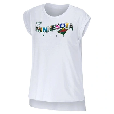 Shop Wear By Erin Andrews White Minnesota Wild Greetings From Muscle T-shirt