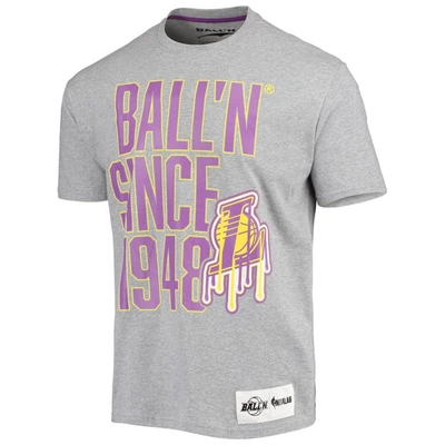 Shop Ball-n Ball'n Heathered Gray Los Angeles Lakers Since 1948 T-shirt In Heather Gray