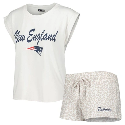Shop Concepts Sport White/cream New England Patriots Montana Knit T-shirt & Shorts Sleep Set