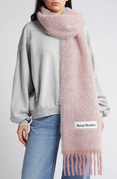 Shop Acne Studios Valley Fringe Scarf In Dusty Pink