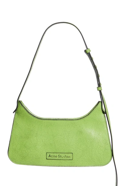 Shop Acne Studios Mini Platt Crackle Leather Shoulder Bag In Lime Green