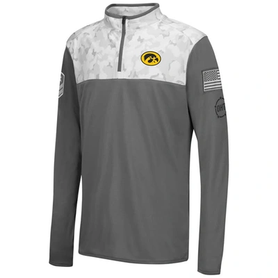 Shop Colosseum Youth  Charcoal/white Iowa Hawkeyes Oht Military Appreciation Badge Ii Quarter-zip Jacket
