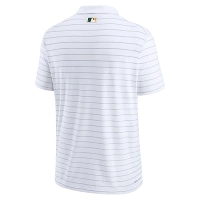 Shop Nike White Oakland Athletics Authentic Collection Striped Performance Pique Polo