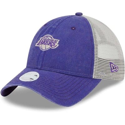 Shop New Era Purple Los Angeles Lakers Micro Logo 9twenty Trucker Adjustable Hat