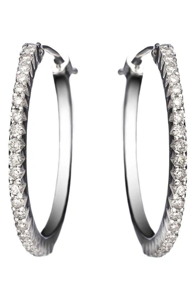 Shop Sethi Couture Micro Prong Diamond Hoop Earrings In White Gold/ Diamond