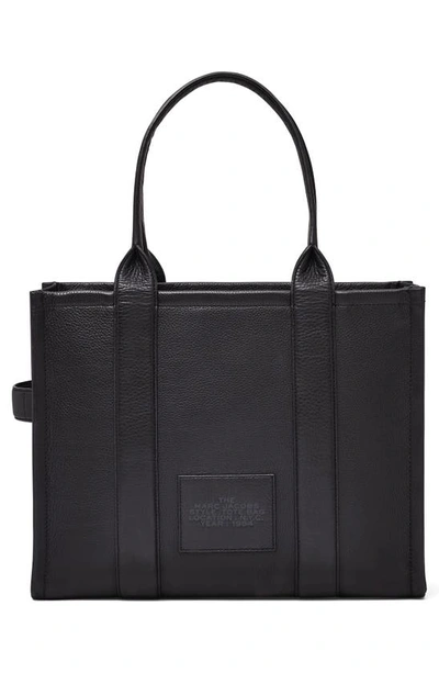 Marc Jacobs 'the Large Tote Bag' Black Shoulder Bag With Logo Lettering In Black