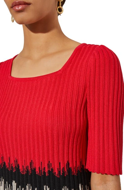 Shop Ming Wang Rib Ombré Tunic In P Red/lm/bwh