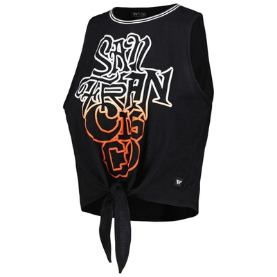 Shop The Wild Collective Black San Francisco Giants Twisted Tie Front Tank Top