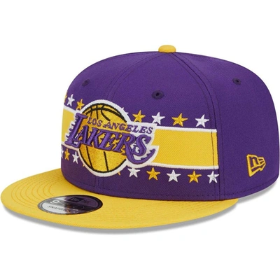 Shop New Era Purple Los Angeles Lakers Banded Stars 9fifty Snapback Hat