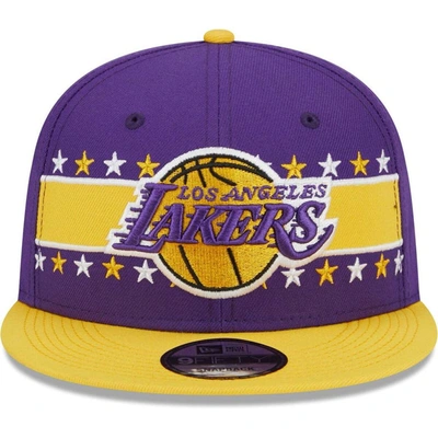 Shop New Era Purple Los Angeles Lakers Banded Stars 9fifty Snapback Hat