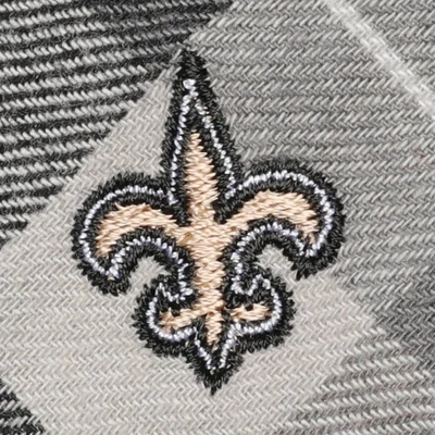 Shop Antigua Black/gray New Orleans Saints Ease Flannel Long Sleeve Button-up Shirt