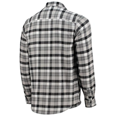 Shop Antigua Black/gray New Orleans Saints Ease Flannel Long Sleeve Button-up Shirt