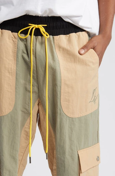 Shop Diet Starts Monday Colorblock Nylon Cargo Pants In Grey/ Tan