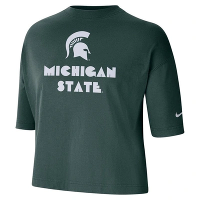 Shop Nike Green Michigan State Spartans Crop Performance T-shirt