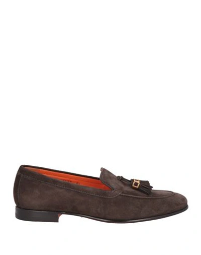 Shop Santoni Man Loafers Dark Brown Size 11 Leather