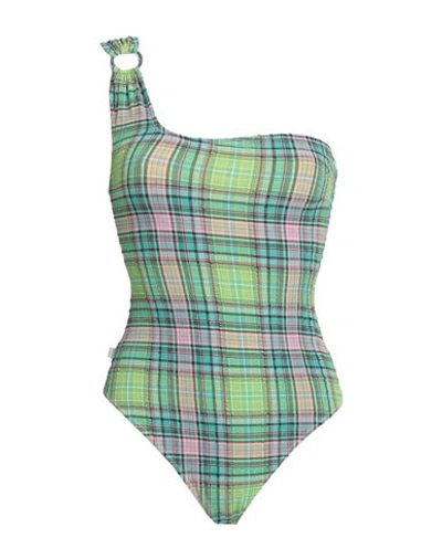 Shop Ganni Woman One-piece Swimsuit Green Size 10/12 Polyester, Polyamide, Elastane