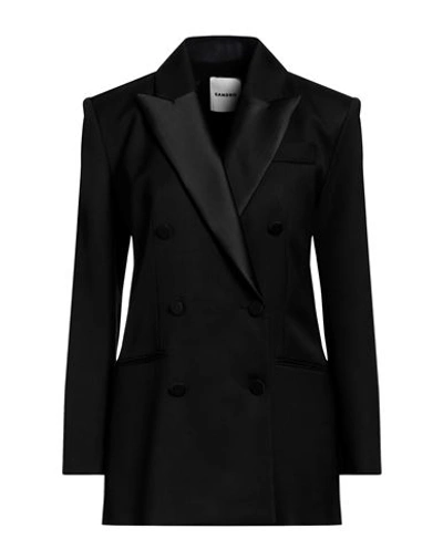Shop Sandro Woman Blazer Black Size 8 Viscose, Virgin Wool, Silk, Polyester