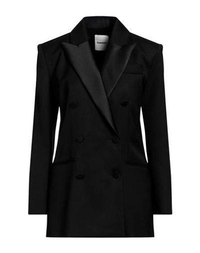 Sandro Woman Blazer Black Size 8 Viscose, Virgin Wool, Silk, Polyester In Black