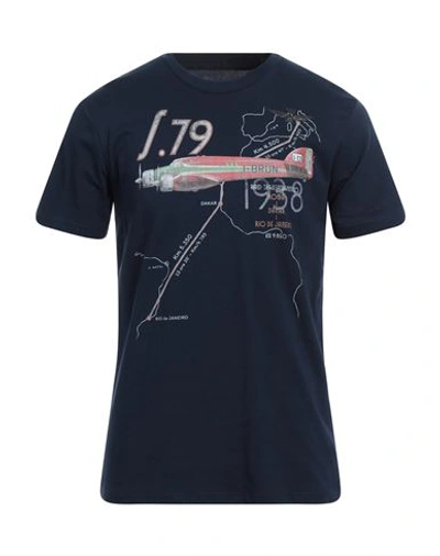 Shop Aeronautica Militare Man T-shirt Navy Blue Size S Organic Cotton