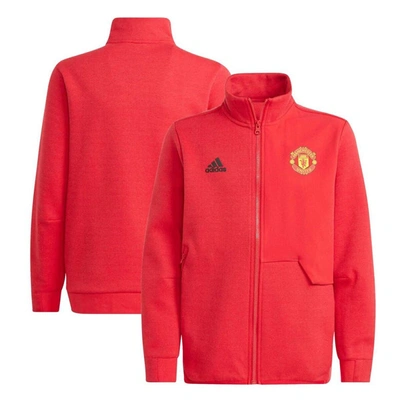 Shop Adidas Originals Youth Adidas Red Manchester United 2023/24 Anthem Full-zip Jacket