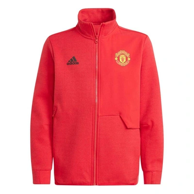 Shop Adidas Originals Youth Adidas Red Manchester United 2023/24 Anthem Full-zip Jacket