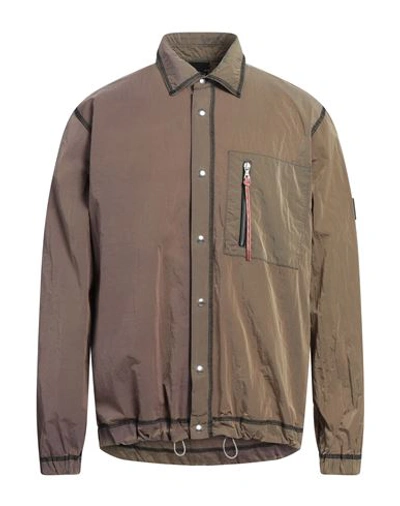Aries Man Shirt Brown Size Xl Polyamide In Beige