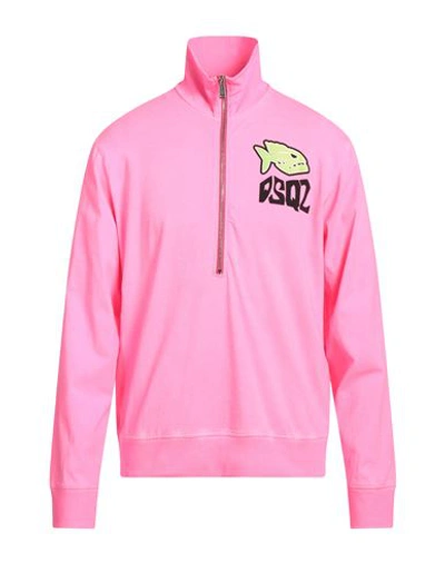 Shop Dsquared2 Man Sweatshirt Fuchsia Size M Cotton In Pink