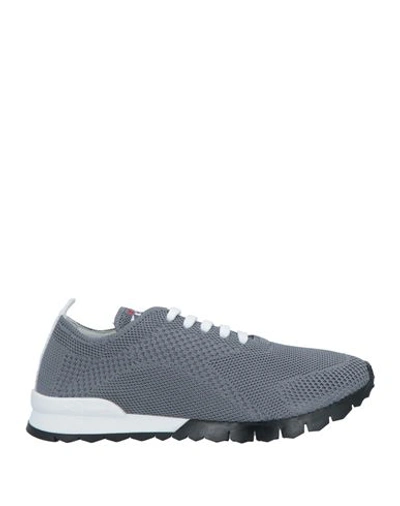 Shop Kiton Man Sneakers Grey Size 7 Cotton, Elastane