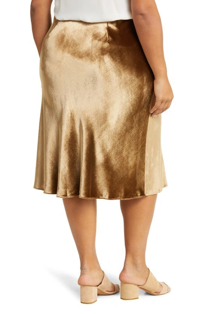 Shop Vince Velvet Slip Skirt In Gold Shadow